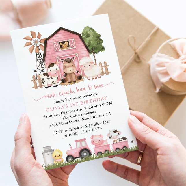Invitación Farm Animals, Cute Animals, Barn, First Birthday (Subido por el creador)