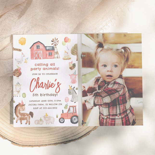 Invitación Farm Animals Foto Cumpleaños (Subido por el creador)
