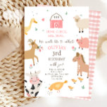 Invitación Farm Animals Girl Pink Gingham Barnyard Birthday<br><div class="desc">♥ A beautiful nostalgic and timeless farm birthday invitation. The beautiful rustic pastel colors fit any party style like Ranch,  Farmhouse,  Petting Zoo or Farm Animals Parties. Designed to match our Farm Animals theme collection.</div>