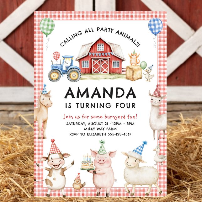 Invitación Farm Animals Kids Birthday Invitation (Subido por el creador)