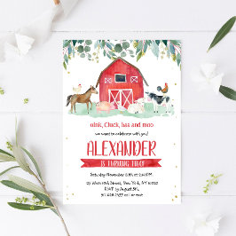 Invitación Farm Animals Oink Baa Moo Boy 1st Birthday