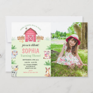 Invitación Farm Animals Photo Birthday Party