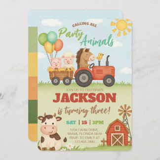 Invitación Farm Animals Ranch Kids Birthday