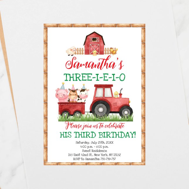 Invitación Farm Animals Red Boy Barnyard Birthday Party (Subido por el creador)