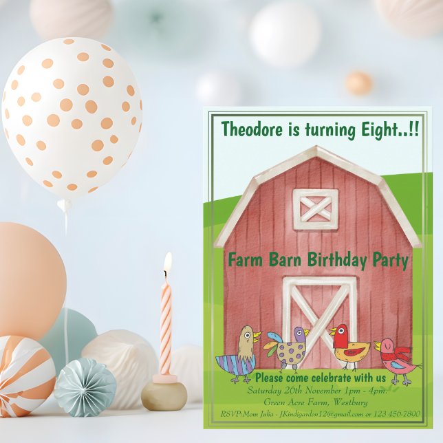 Invitación Farm Barn Birthday Party (Farm Barn Birthday)