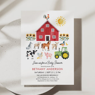Invitación Farm Barnyard Animals Baby Shower