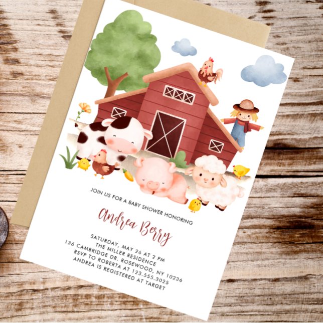 Invitación Farm Barnyard Baby Shower (Subido por el creador)