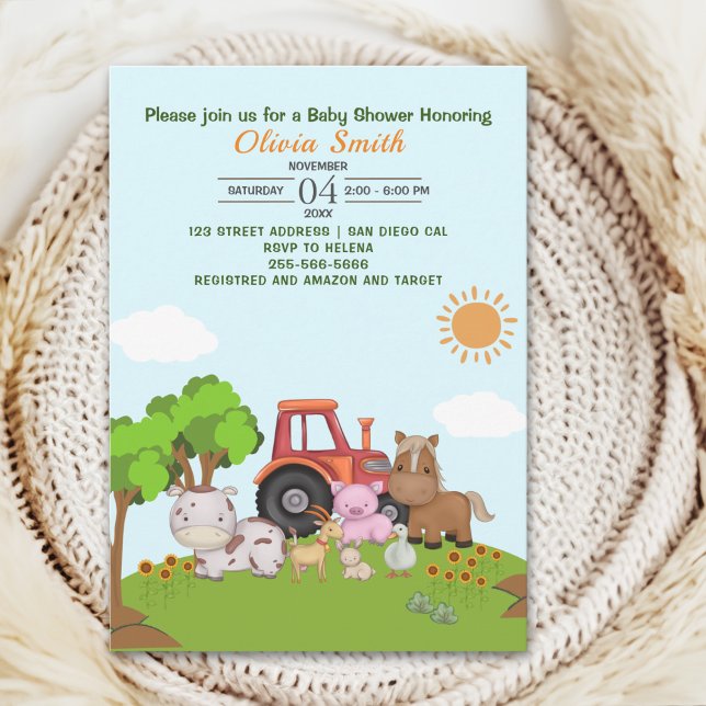Invitación Farm Barnyard Baby Shower (Subido por el creador)