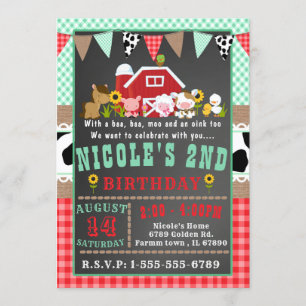 Invitación Farm Barnyard Birthday Party