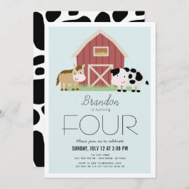 Invitación Farm Barnyard Blue Boy Birday