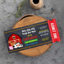 Farm Barnyard Entrance Ticket Pass Cumpleaños