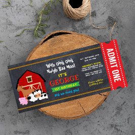 Invitación Farm Barnyard Entrance Ticket Pass Cumpleaños
