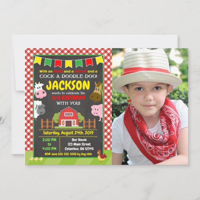 Invitación Farm Birthday Invitation / Barnyard Party (Anverso)