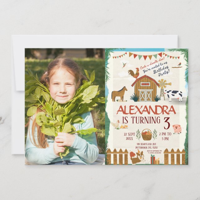 Invitación Farm Birthday kids barnyard Photo (Anverso)