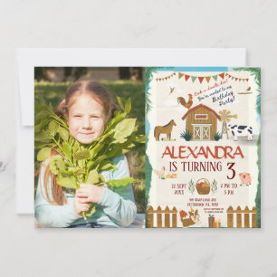 Invitación Farm Birthday kids barnyard Photo