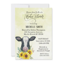 Farm Black Cow Yellow Sunflower Baby Shower