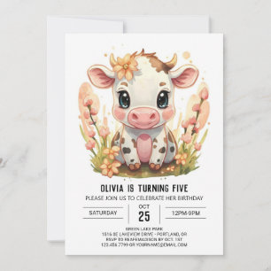 Invitación Farm Boho Barnyard Cow Cumpleaños