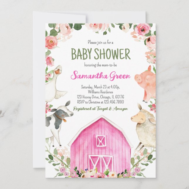 Invitación Farm Girl Baby Shower (Anverso)