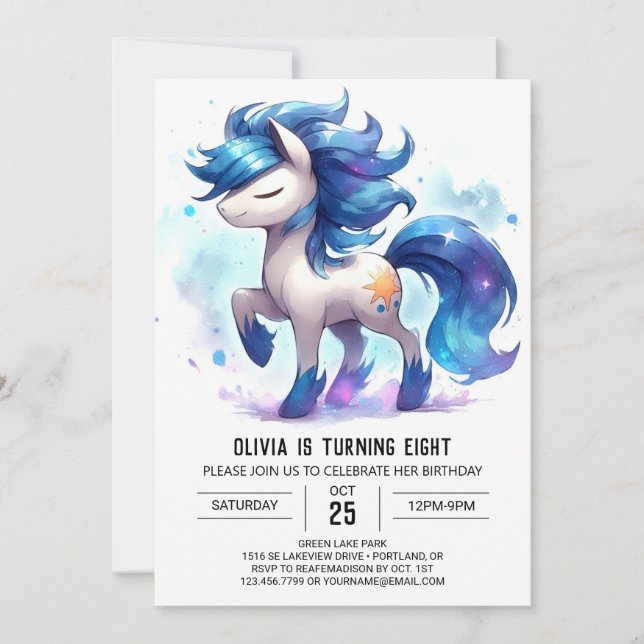 Invitación Farm Online Horse Cumpleaños (Anverso)