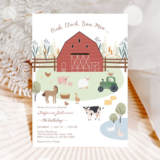 Invitación Farm Party Animals Kids Birthday Invitation (Subido por el creador)