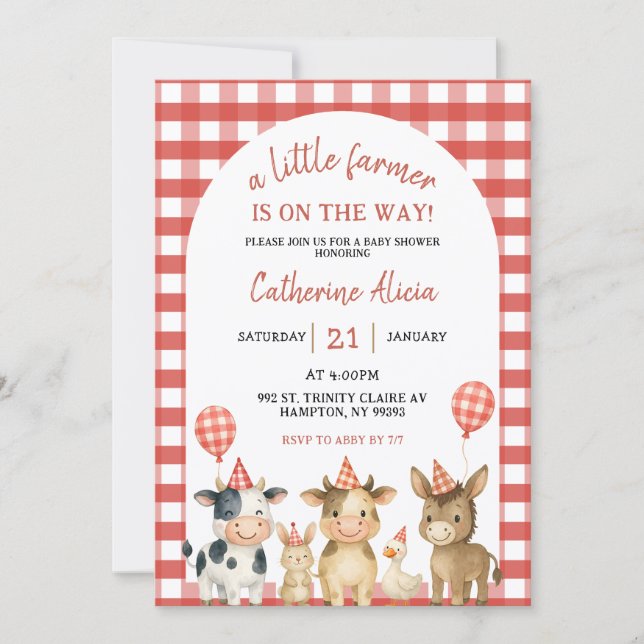 Invitación Farm Party Baby Shower Invitation (Anverso)