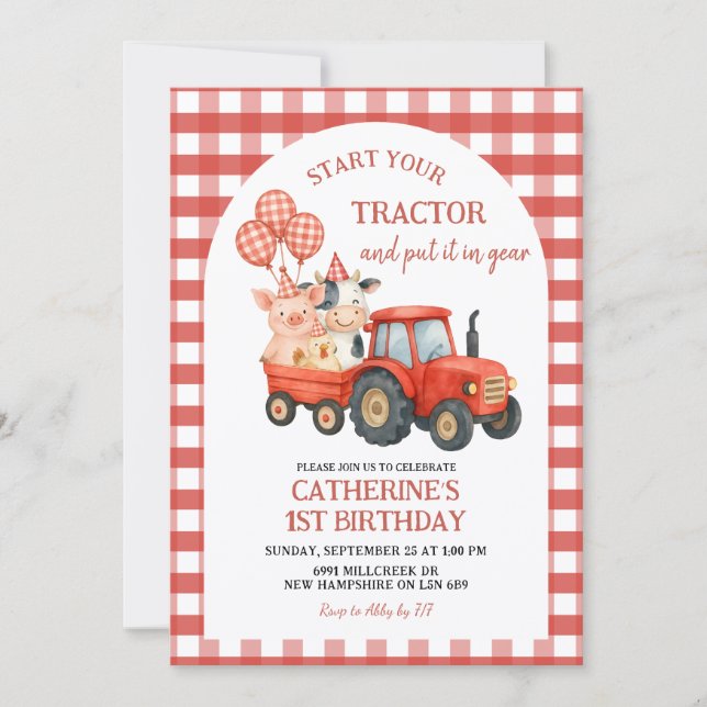 Invitación Farm Party First Birthday Invitation (Anverso)