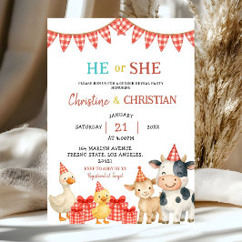 Invitación Farm Party He or She Gender Reveal Invitation