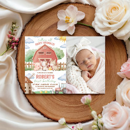 Invitación Farm Party Photo 1st Birthday Invite
