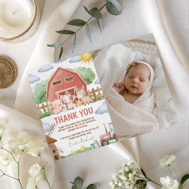 Invitación Farm Photo Birthday Thank You Card
