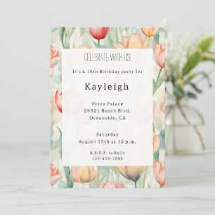 Invitación Farm Red Yellow Tulip Flowday Cumpleaños