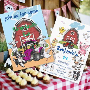 Invitación Farm-tastic Fun Barnyard Animales Fiesta de cumple