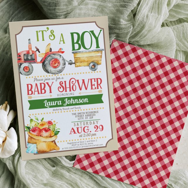 Invitación Farm Tractor Boy Baby Shower (Subido por el creador)