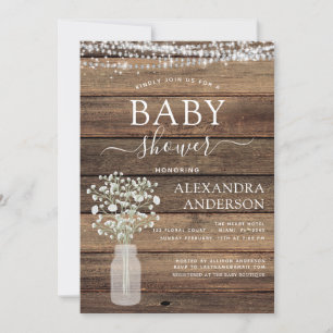 Invitación Farmacia de Budget Rustic Baby Shower Jar Lights