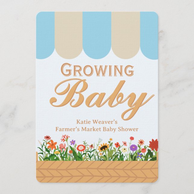 Invitación Farmers Market Baby Shower - Blue (Anverso)
