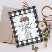 Farmhouse Gingham Boho Sleepy Bear Baby Shower