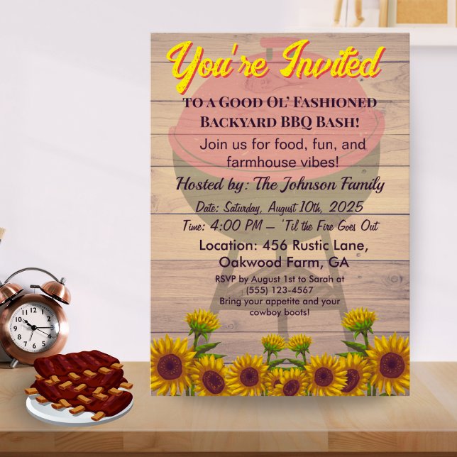 Invitación Farmhouse Rustic BBQ Invitation Pig-roast Wood  (Subido por el creador)