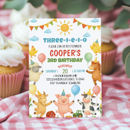 Invitación Farmyard Animals Kids Birthday Party Invitation