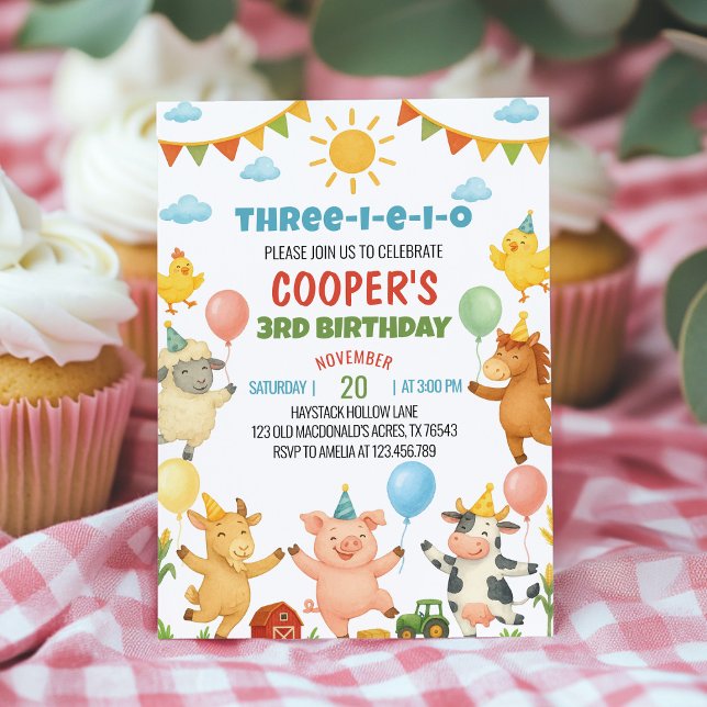 Invitación Farmyard Animals Kids Birthday Party Invitation (Subido por el creador)