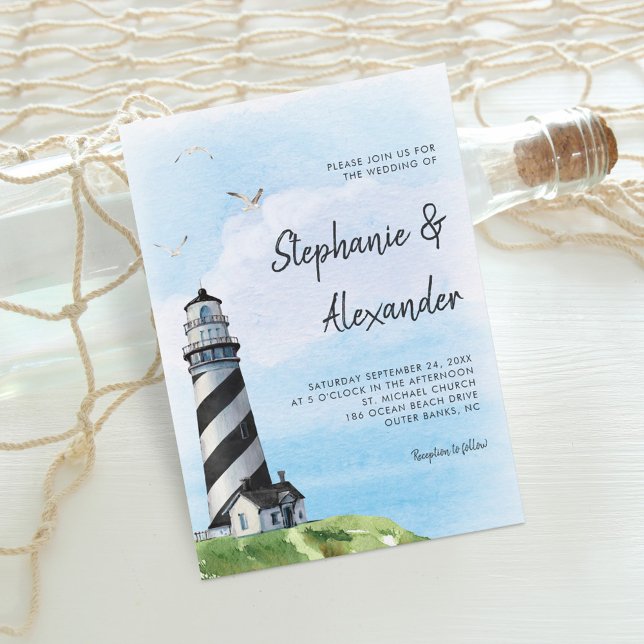 Invitación Faro acuático moderno Boda (Subido por el creador)