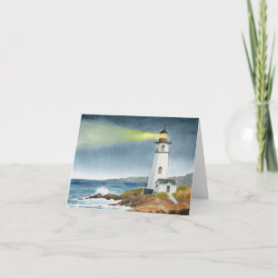Invitación Faro costero con haz de luz