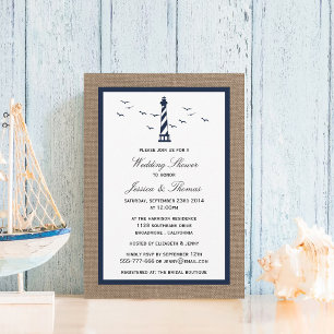 Invitación Faro De La Armada En La Ducha De Bodas Náuticas Bu