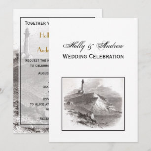 Invitación Faro de Montauk Point Hamptons Boda V
