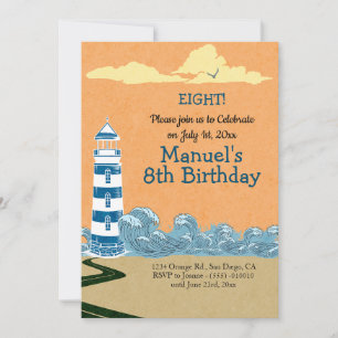 Invitación Faro en la fiesta de cumpleaños del mar