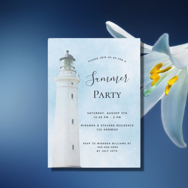 Invitación Faro fiesta de verano playa azul (Subido por el creador)