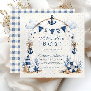 Invitación Faro Náutico Ancla Bunting Ahoy Es un Niño