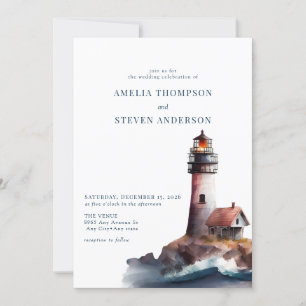 Invitación Faro náutico   Boda marítimo