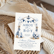 Faro Náutico de Lunares Azules 'Ahoy It's a Boy'