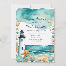 Invitación Faro Náutico Dulce Dieciséis Cumpleaños