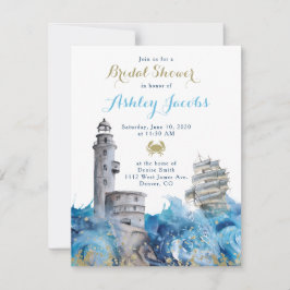 Invitación Faro Náutico Waves Barco Ducha de novia