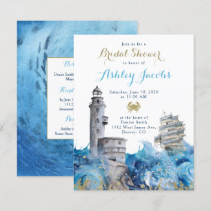 Invitación Faro Náutico Waves Barco Ducha de novia